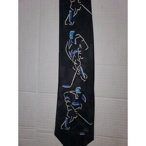 Vintage Hockey Figures Neck Tie  100 Percent Polyester